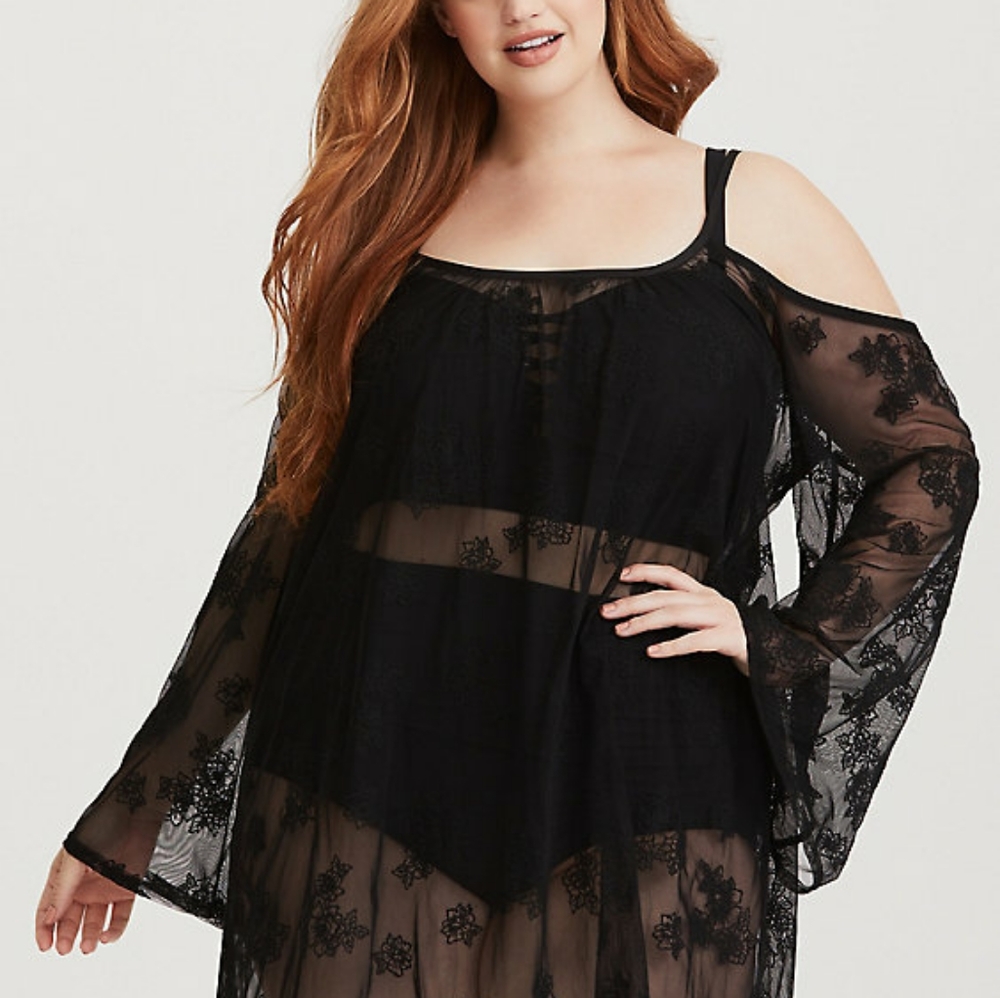 Beach Babe Torrid MESH COLD SHOULDER LINGERIE & SWIM cover up size 5x/6x